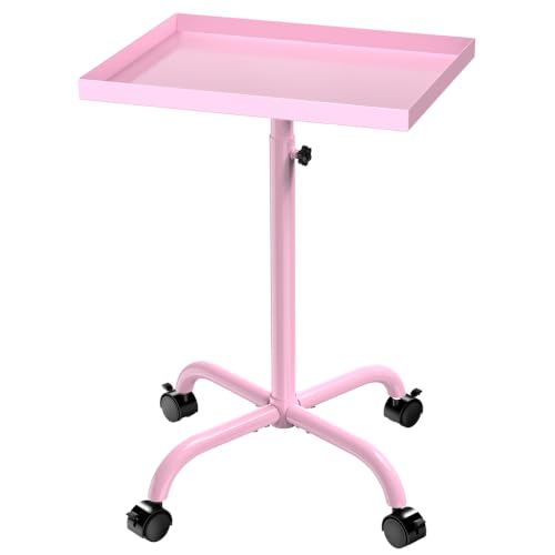 JOSTZHXIN Pink Salon Rolling Tray Cart with Adjustable Height & Storage