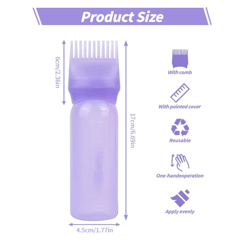 Ella & Sara 3-Piece Hair Dye Applicator Bottle Set with Comb Brush