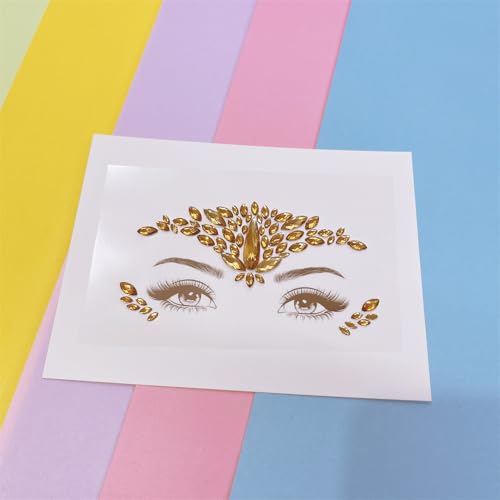 Gold Face Jewels for Festival, Wedding & Halloween Makeup