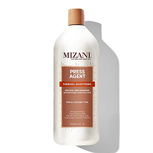 MIZANI Press Agent Sulfate-Free Shampoo - Thermal Smoothing - Moisturizes Hair For Heat Styling, Blowout & Silk Press For Dry & Frizzy Hair, With Argan Oil