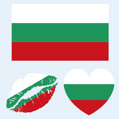 Bulgaria Flag Temporary Tattoos, 90 Pcs Waterproof Stickers