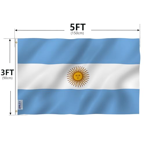Argentina Flag 3x5 Ft - Fade Proof Polyester with Brass Grommets