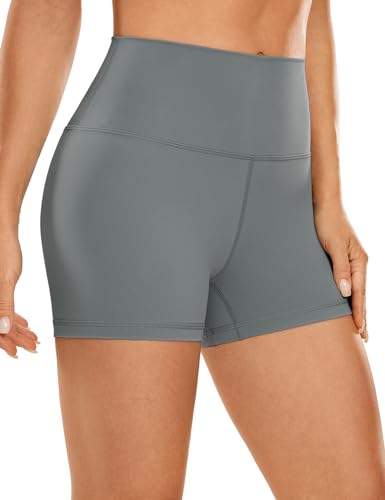 CRZ YOGA Women's Naked Feeling Biker Shorts - 3 Inches High Waisted Yoga Workout Running Spandex Shorts Lava Smoke Grey XX-Small