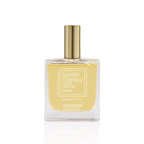 ALFAPARF MILANO Lisse Design Keratin Hair Oil for Frizz Control - Heat Protection - Anti-Frizz Keratin Therapy Hair Serum Treatment - Smooths, Protects, Adds Shine (1.69oz)