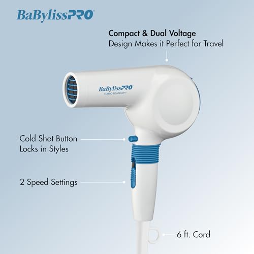 Compact Midi Hair Dryer, 1000 watts, Great for Travel or touchups, Includes Diffuser and Concentrator