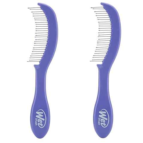 Wet Brush Thin Detangler Comb - Purple, Custom Care - All Hair Types - Ultra-Soft IntelliFlex Bristles Glide Through Tangles with Ease - Pain-Free Comb for Men & Women (Pack of 2)