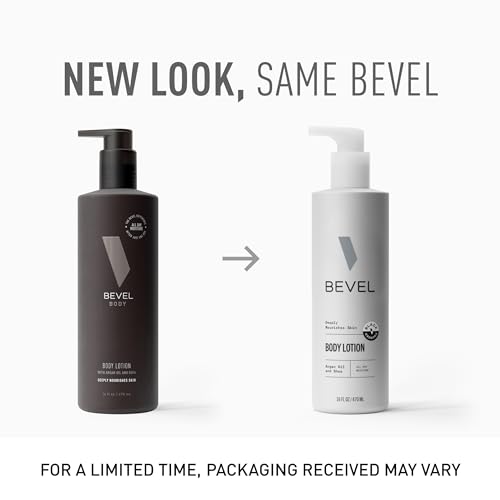 Bevel All Day Body Lotion for Men with Shea Butter and Argan Oil,Lightweight Formula Softens and Smoothes Skin,16 Oz (Packaging May Vary),(Pack of 2)