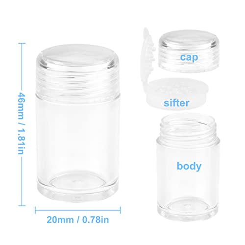 6x 10g Clear Loose Powder Jars with Sifter - Refillable