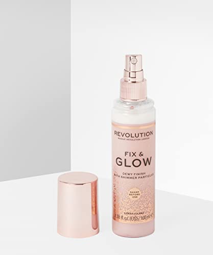 Makeup Revolution Fix & Glow Fixing Spray, Illuminating & Hydrating, Vegan & Cruelty-Free, 3.38 Fl Oz