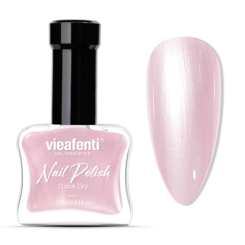 Vieafenti Light Pink Pearl Nail Polish - Quick Dry 15ml
