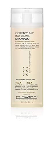 GIOVANNI ECO CHIC Golden Wheat Deep Cleanse Shampoo - Shampoo for Oily hair, Deep Cleansing With Botanical Oils, Helps Encourages Volume & Shine, Color Safe - Spearmint Oil + Aloe Vera, 8.5 oz