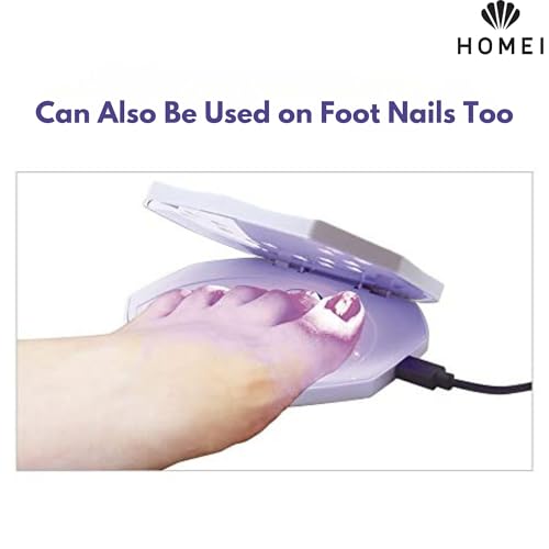 HoMei LED Nail Lamp with UV Reduction, Portable Nail Gel Light for Nail Polish (Rechargable), Compact Design, 25 Sec Japanese Geil Nail Drying Technology to Cure