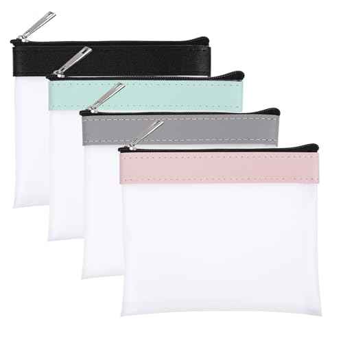 4 PCS Multicolor Strawberry Pattern Small Makeup Bag, 4.9x4.5 Inch, 4 Count, Cosmetic Bags, Zipper Closure, Female, Synthetic, Pouch