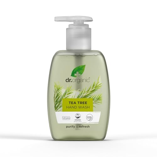 Dr. Organic Tea Tree Hand Wash, Purifying, Cleansing, Natural, Vegan, Cruelty-Free, Paraben & SLS-Free, Recycled & Recyclable, Recycled & Recyclable, Organic, 250ml, Packaging may vary