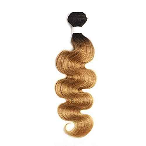 X-TRESS Ombre Honey Blonde Body Wave Human Hair Bundles Brazilian T1B/27 Virgin Human Hair 1 Bundles Human Hair Extensions(18 Inch,T1B/27)