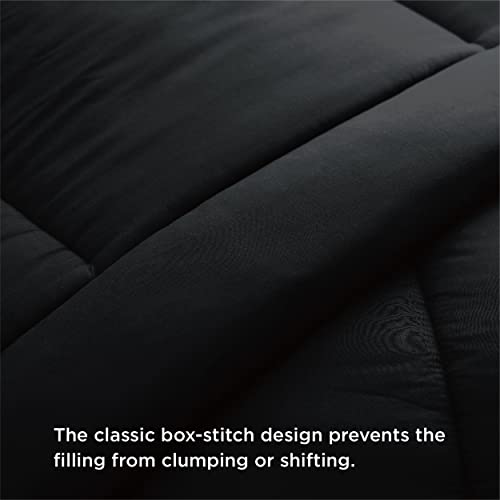 Bedsure Comforter Duvet Insert - Quilted Comforters King Size, All Season Duvet, Down Alternative Bedding Comforter with Corner Tabs(Black,King 90"x102")