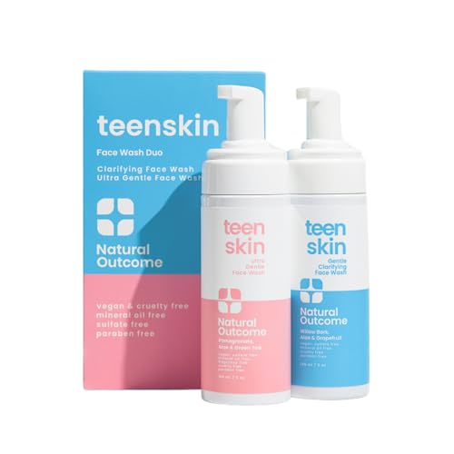 natural outcome Teen Skin Face Wash Duo | Gentle Foaming Daily Boys & Girls Kids Face Wash | Non-toxic Ingredients | Perfect for Teens Preteens & Kids Looking to Prevent Acne | Two 5 oz Bottles