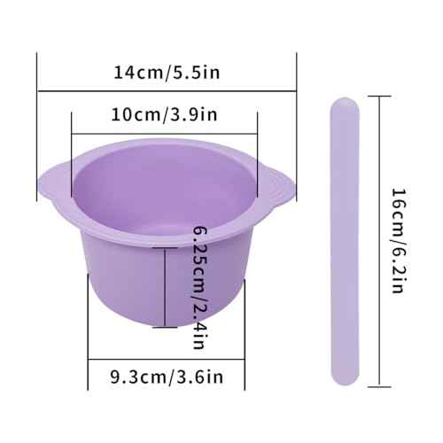 Silicone Wax Bowl and Liner Set for Hair Removal, Non-Stick Wax Pot with Spatula Sticks(purple)