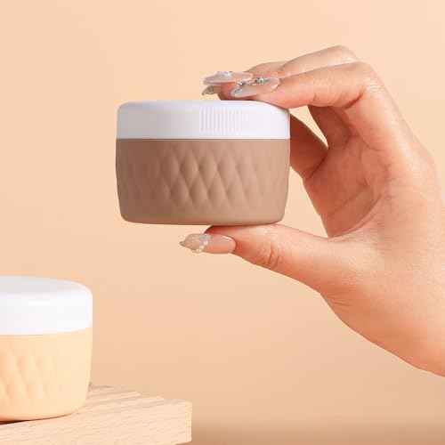 Travel Containers for Toiletries, Silicone Cream Jars BPA-Free, TSA Approved 2oz Travel Size Containers, Leak-proof Silicone Jars with Lid for Cosmetic Face Hand Body Cream (4 Pack)