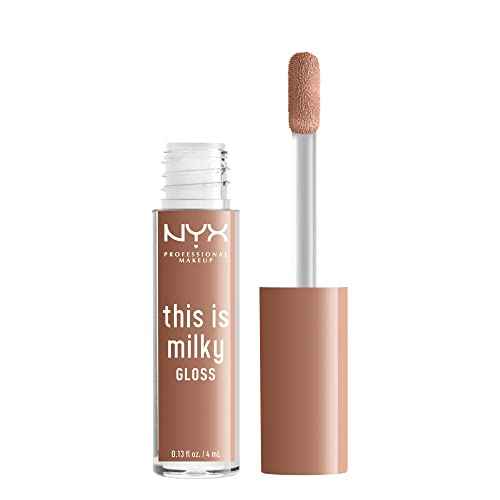 NYX PROFESSIONAL MAKEUP This Is Milky Gloss, Vegan Lip Gloss, 12 Hour Hydration - Cookies & Milk (Cool Beige Nude)