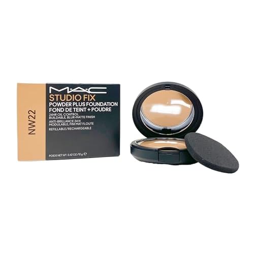 M.A.C Studio Fix Powder Plus Foundation 24 hr Oil Control Refillable - NW22 (Warm beige with rosy undertone for light to medium skin) .42 Oz / 12g