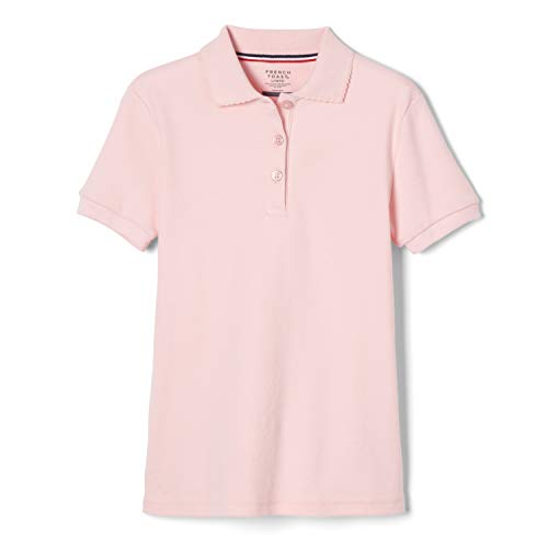 French Toast Little Girls' Toddler Short Sleeve Interlock Polo with Picot Collar, Pink, 2T