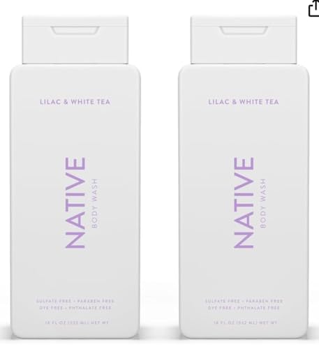 Native Body Wash Contains Naturally Derived Ingredients | For Women & Men, Sulfate, Paraben, & Dye Free Leaving Skin Soft and Hydrating | Lilac & White Tea 18 oz - 2 Pk