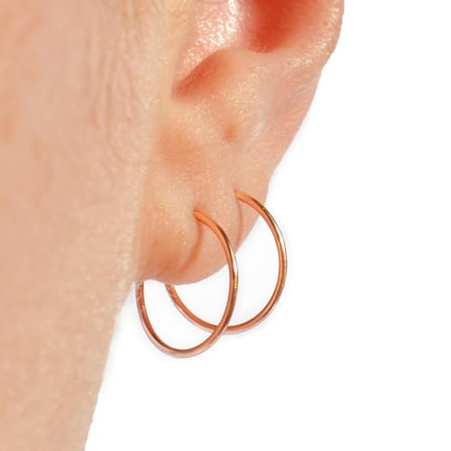 14K Rose Gold Earrings | 14 K Earrings for Women Live In Hoop Earrings Gold Hoops Rose Gold Tiny Earrings Tiny Rose Earrings 14 K Gold Earrings | Handmade in FL