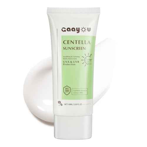 Centella Sunscreen SPF50 PA++++ Calming Moisture Facial Sunscreen Centella Asiatica Korean Sunscreen Matte No White Cast Face Sun Screen for Oily Sensitive Skin