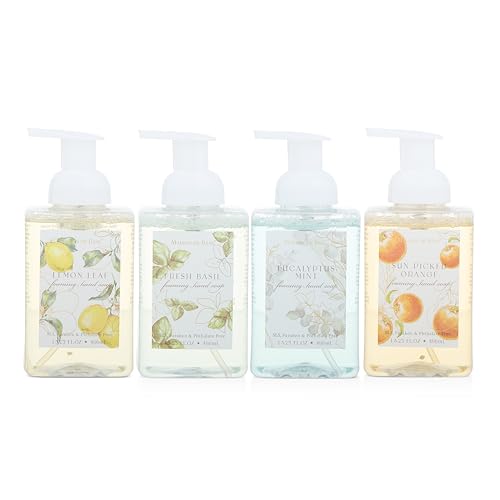 Set of 4 480ml Rectangle Foaming Soaps - Lemon Leaf, Sun Picked Orange, Eucalyptus Mint, and Fresh Basil