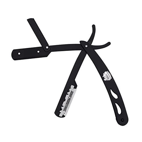 the shave factory Straight Edge Razor Kit - with Single | Stainless Steel razors for men from (Black / 200 Derby Premium Blades)