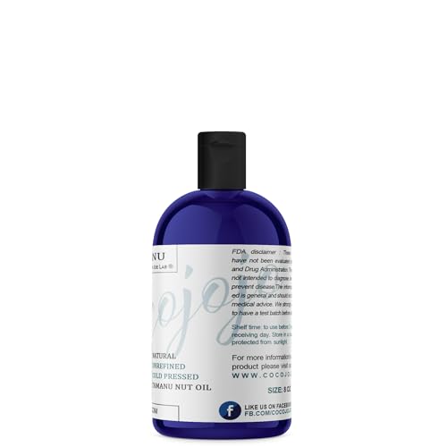 cocojojo Tamanu Oil - Pure Unrefined Cold Pressed Vegan Non GMO Carrier Oil 8 oz for Hair Skin Face Body Nails Cuticles All Natural Moisturizer Hydrating Nourishing - Packaging May Vary