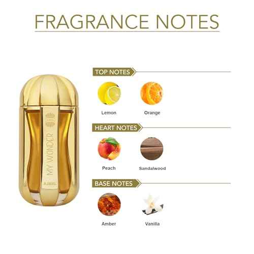 Ajmal My Wonder Eau de Parfum 2.8 oz / 85 ml for Women | Long-Lasting Floral-Fruity & Powdery Amber Fragrance | Luxurious Scent Crafted in Dubai