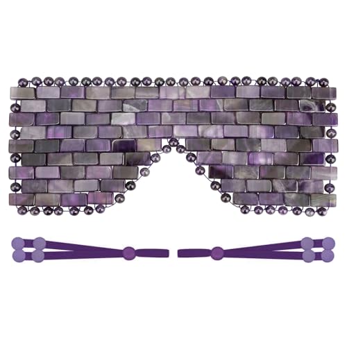 ideayard Crystal Eye Mask, Cooling Sleep Mask 100% Amethyst, Jade Stone Eye Mask for Hot & Cold Anti Aging Therapy, Headache and Migraine Relief