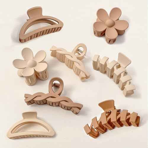 8PCS Hair Clips for Women, Flower Claw Clips for Thin Thick Curly Hair, Non-Slip Strong Hold Hair Jaw Clips, Summer Hair Accessories for Girls