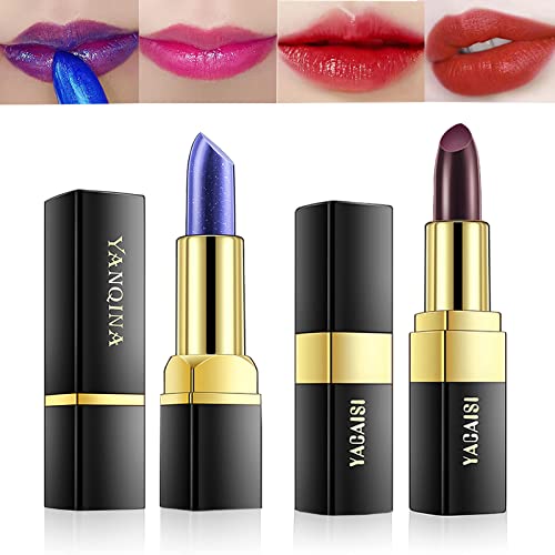 Magic Color Changing Lipstick Set - 2 Pc Blue & Black