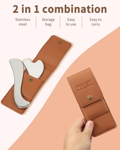 Stainless Steel Gua Sha Facial Tool Set - 2-in-1 Face Massage