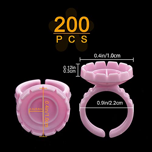 Lash Extension Glue Ring 200PC Eyelash Holder Fan Maker