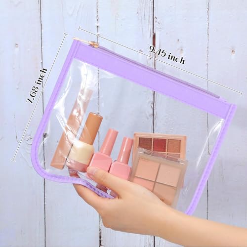 Weewooday 6 Pcs Clear Zipper Pouches DIY Chenille Letter Bag Nylon Cosmetic Bag Waterproof Portable Clear Travel Toiletry Bag Travel Bags for Women