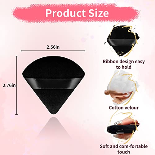 150 Pcs Powder Puff Face Soft Triangle Makeup Puff for Loose Powder Mineral Powder Body Powder Velour Cosmetic Foundation Wet Dry Sponge Makeup Tools (Black)
