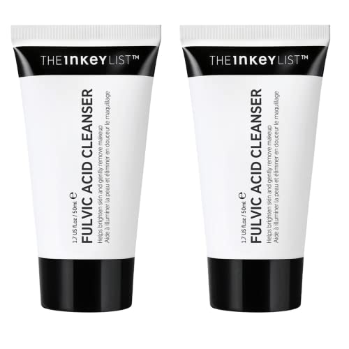 The INKEY List Mini Fulvic Acid Brightening Cleanser, Gel Face Cleanser Gently Exfoliates and Removes Makeup, Improves Uneven Skin Tone, Travel Size, 1 Pack, 1.69 Fl Oz