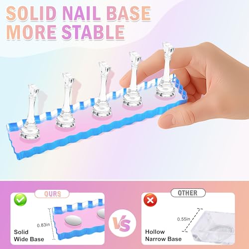 Magnetic Nail Stand Kit for Press Ons - 10 Stands with Heart Base