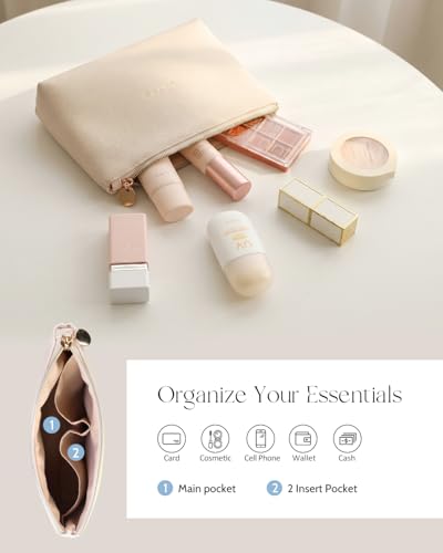 Prite 2-Pack Beige Travel Makeup & Toiletry Organizer Bag Set