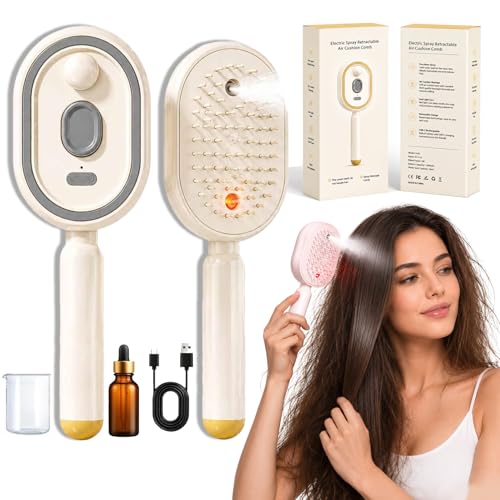 Rechargeable Electric Spray Hair Brush with Mist & Scalp Massage