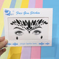 Topz Black Face Jewels Stick-On Festival Accessories - Halloween Angel Wing Rhinestones Sticker, Self-Adhesive Body Gems Jewelry for Party (Black)