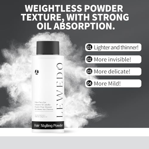 Lewedo 0.7oz Volumizing Styling Powder for Men - Natural Volume, Matte Finish & Adjustable Nozzle