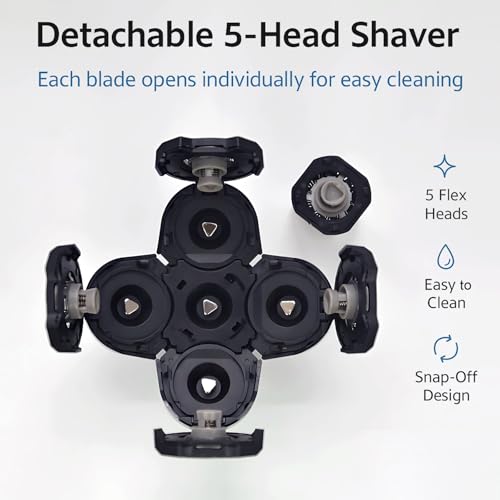 5-Head Replacement Blades for Men's Electric Head Shavers, Universal Snap-on Rotary Razor Refills, Professional Bald Head Grooming Blade with Cleaning Brush, Waterproof & Floating Design (1 Pack)