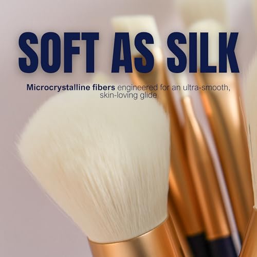 BERRY Blue Premium Makeup Brush Set ? 12-Piece Professional Ultra-Soft Synthetic Brushes for Face & Eyes | Foundation, Powder, Blush, Concealer, Eyeshadow ? Vegan, Cruelty-Free, Numbered, Travel Case