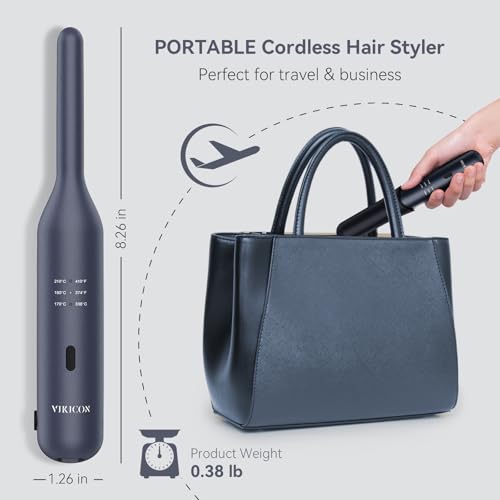 VIKICON Mini Cordless Hair & Beard Straightener | 3/10" Ceramic Plates