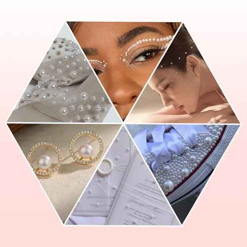 14000 Pcs Flat Back Pearls for Crafting with B7000 Glue White Half Pearl Beads for Jewelry Making Beads for Nails Party Face Clothes Shoe Balloon Birthday Decorations Cup DIY 2/3/4/5/6/8mm